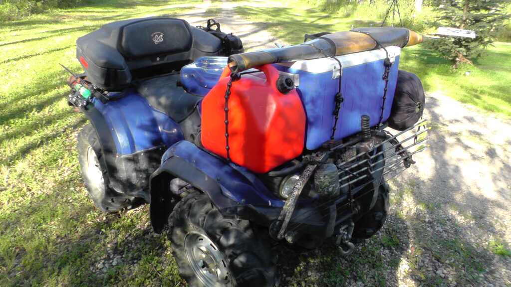 Picture of using Kwik Bandits to secure equipment on an ATV