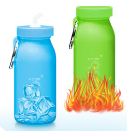 Picture of a Bubi in flames and with ice cubes